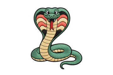 Fototapeta premium Embroidered Cobra Snake With Hood patch green