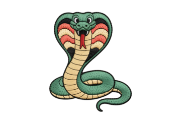 Embroidered Cobra Snake With Hood patch green
