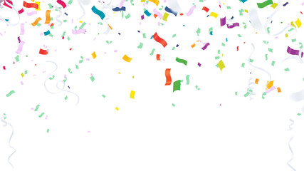 Brightly Colored Confetti and Streamers Joyfully Falling from Above Celebration Frame Bursting with Happiness Vibrancy and Overflowing Energy Perfect