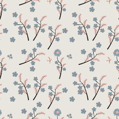 seamless pattern with abstract flowers Seamless Floral Pattern tiny leaves in vector art,textile design,flower leaf,abstract effect,pattern allover repeats,pastel colors botanical ,fabric wallpaper