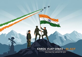 Indian Army Saluting Indian Flag Concept for Kargil Vijay Diwas