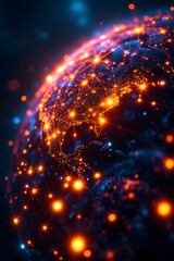 Obraz premium Global Network Communications Abstract Earth Connection Technology