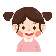 Cartoon Illustration of a Smiling Girl