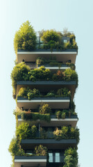 Modern architectural design featuring a vertical garden skyscraper in an urban setting during daylight hours