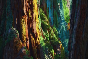 Abstract Pixelated Tree Texture With Vibrant Colors