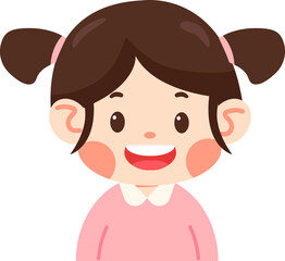 Cartoon Illustration of a Smiling Girl