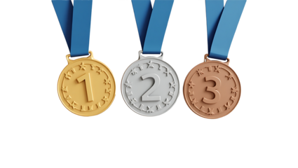 gold silver and bronze medal,3D Competition Medals – Gold, Silver, Bronze with Numbers