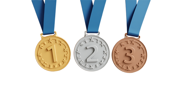 gold silver and bronze medal,3D Competition Medals – Gold, Silver, Bronze with Numbers