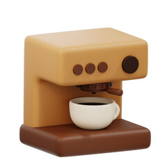 Detailed 3D illustration showcasing a modern coffee machine, ideal for kitchen appliance promotions and digital content.