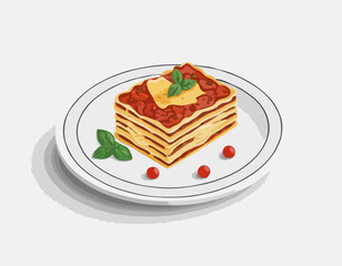 Portion de lasagne sur plaque blanche