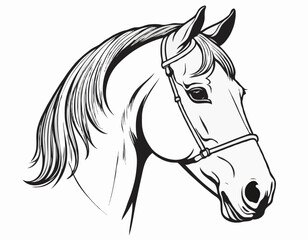 Sophisticated Line Art Illustration of a Horse Head, Suitable for Equestrian Clubs, Branding, and Wall Art.