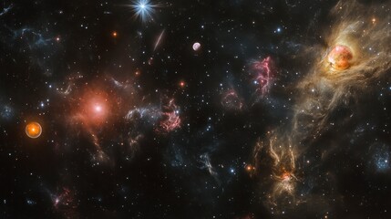 Fototapeta premium Vibrant nebulae, stars, and planets in deep space.