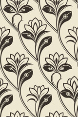 Dark floral art nouveau pattern beige
