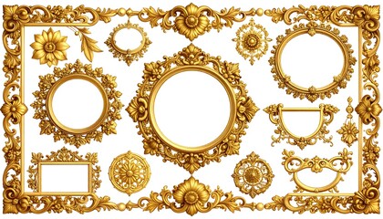 Gold ornate frames and decorative elements