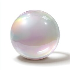 Obraz premium A single crystal ball- sphere glowing with soft light on white background
