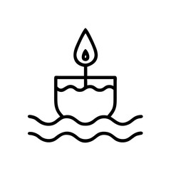 Water with floating candle icon on transparent background  