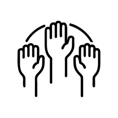 Raised hands in circle as icon on a transparent background  