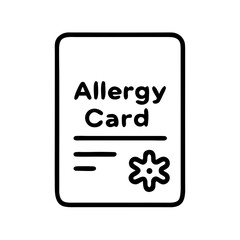 Allergy card design with bold text and simple graphic elements  