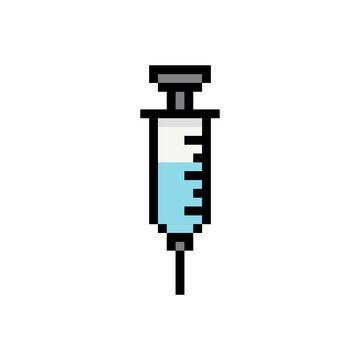 8-Bit Pixel Art Syringe &ndash; Medical Injection Icon