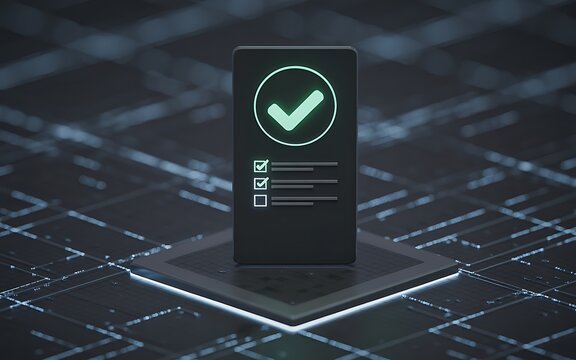 Digital Verification Process Success Confirmation on Futuristic Interface Technology - Powered by Adobe