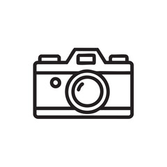 A black and white outline icon of a camera.