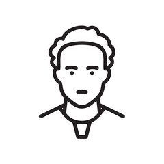 Fototapeta premium A black and white outline icon of a person's head and shoulders.
