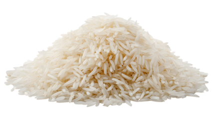 Dry white long rice basmati isolated on a white background
