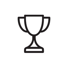 A bold outline of a trophy on a stand.