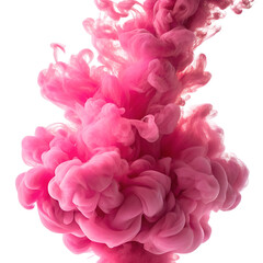 Obraz premium Abstract pink ink cloud swirls flowing underwater isolated on transparent background