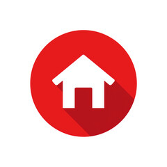 Obraz premium Flat Home Icon – Red Circle Vector House