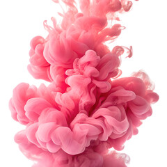 Fototapeta premium Abstract pink ink cloud swirling and expanding isolated on transparent background