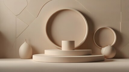 Beige Geometric Shapes Product Display