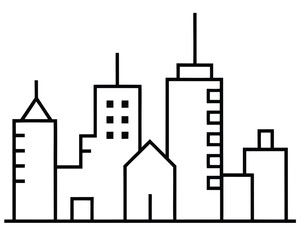 A simple city skyline isolated on white background Ai Generated