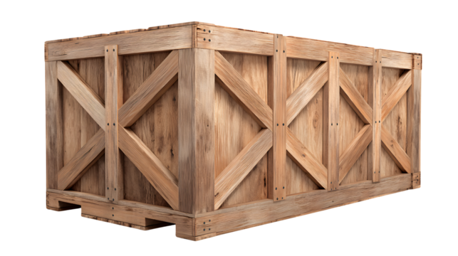 Wooden crate with crossbars, a rustic storage container design isolated on transparent background