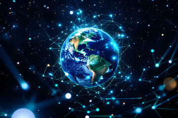Obraz premium Global Network Connection World Wide Communication Earth Globe