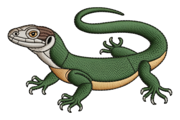 Green lizard embroidered design embroidered lizard