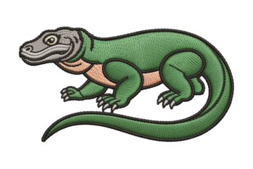 Green lizard embroidered patch reptile gray