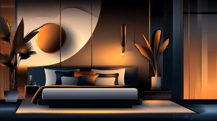 Elegant modern bedroom design cozy environment interior decor warm tones minimalist aesthetic for relaxation
