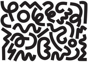 Squiggle scribble collection. Hand drawn bold scribbles, lines. Abstract doodle lines shapes. For backdrop, textiles, fabrics, wallpaper, backdrop, paper. Vector illustration