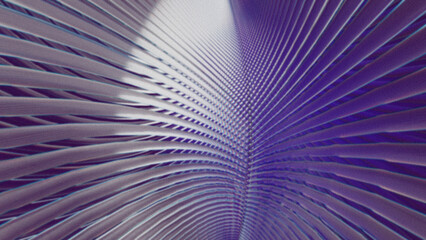 Abstract flowing structure with layered curved lines and chromatic distortion. Digital wave pattern with optical motion, symmetry, and glitch-like depth.