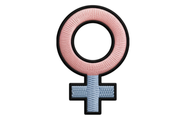 Pink and blue embroidered female symbol gender symbol