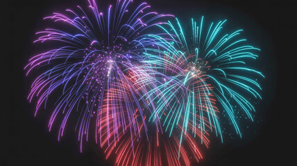 Fototapeta premium Vibrant neon fireworks display celebration night