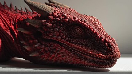 Majestic red dragon in profile with detailed scales and piercing eyes under dramatic side lighting symbolizing st davids day