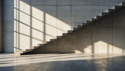 Obraz premium Modern Concrete Staircase with Sunlight Shadows