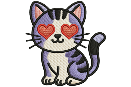 Purple cat with heart eyes kitten animal