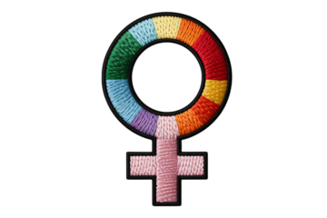 Rainbow female symbol embroidered patch rainbow colors