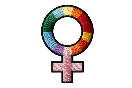Rainbow female symbol embroidered patch rainbow colors
