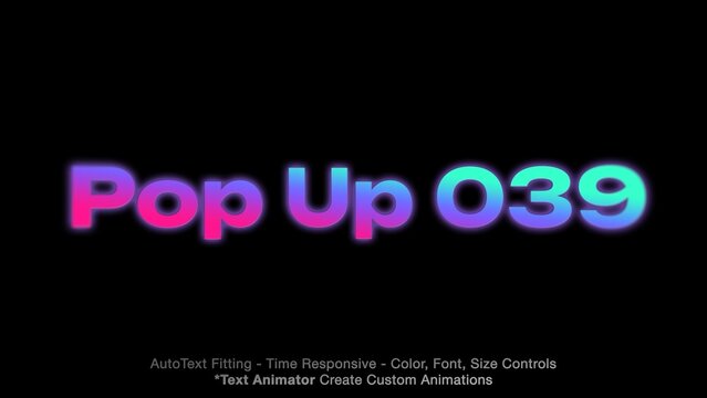 Pop Up Text Overlay (39) Editable Animation, Color & Font | Easy Animator Controls to Create Custom Text Animations	