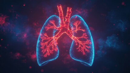 Abstract Lungs with red human bronchial tree structure. Lungs anatomy,left and right bronchus, bronchioles,Medicine cure tuberculosis, pneumonia, asthma. Abstract health care medical concept.