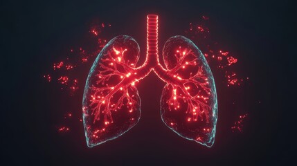 Abstract Lungs with red human bronchial tree structure. Lungs anatomy,left and right bronchus, bronchioles,Medicine cure tuberculosis, pneumonia, asthma. Abstract health care medical concept.